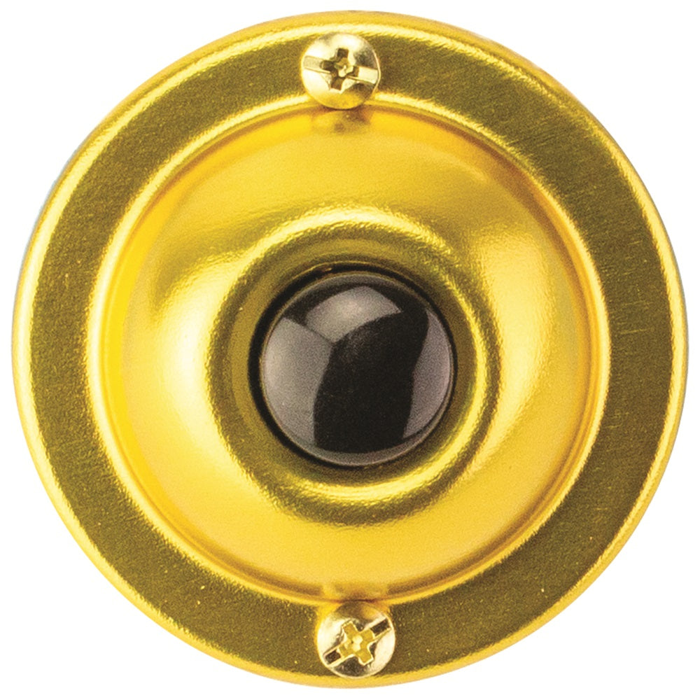 BR4BL Unlighted Doorbell Black Button, 1-Pack, with Brass Color Housing