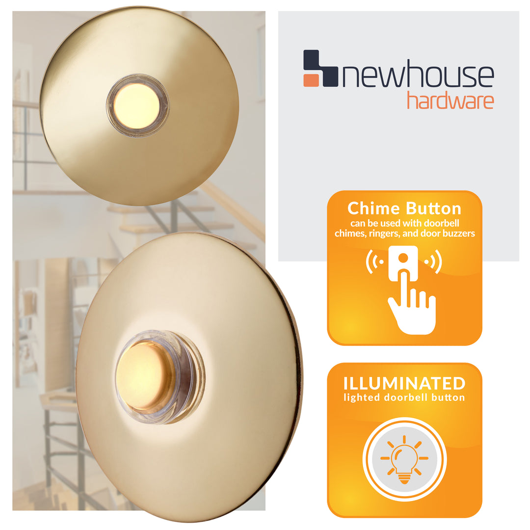 BR5WL Lighted Doorbell Button, 1-Pack, Brass Color