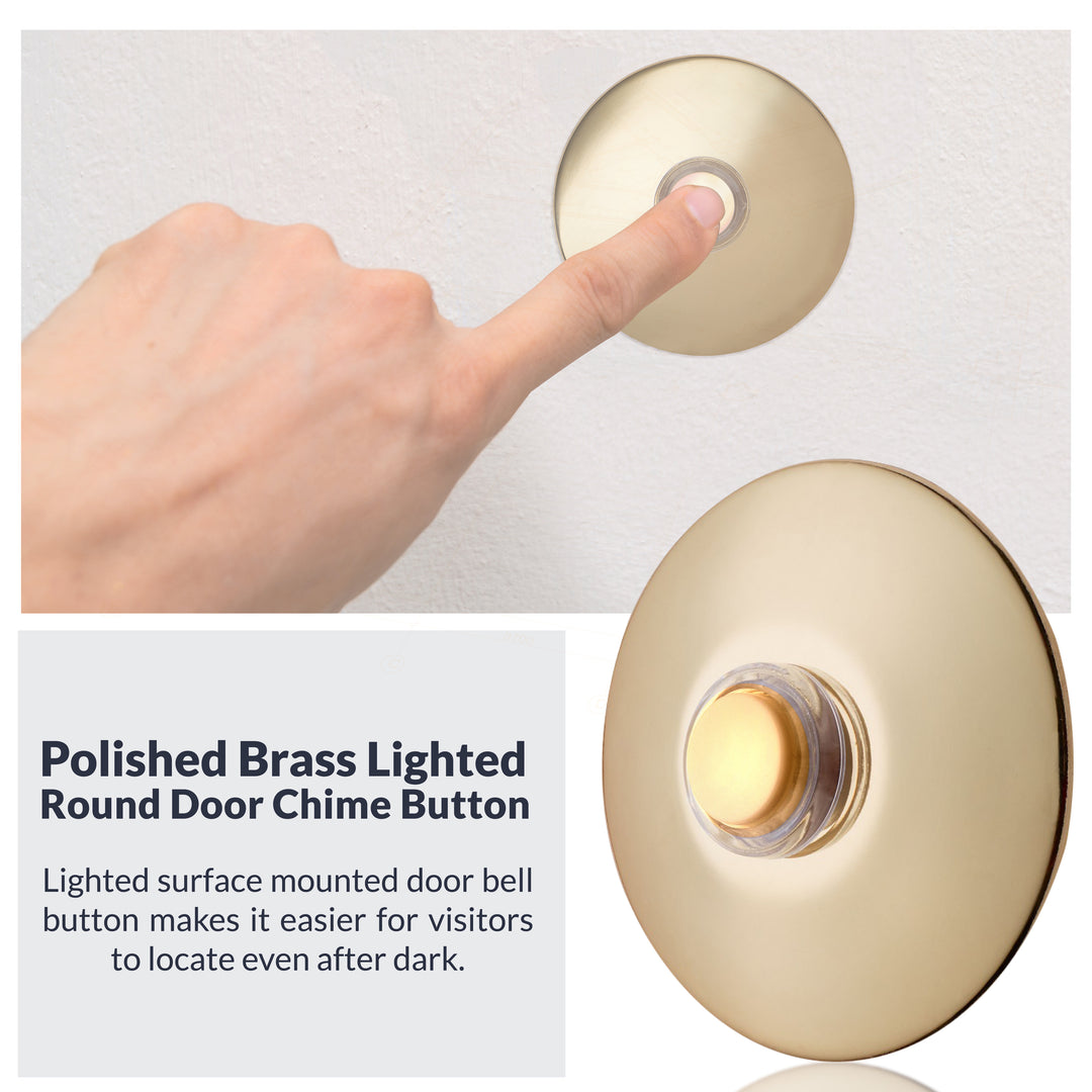 BR5WL Lighted Doorbell Button, 1-Pack, Brass Color