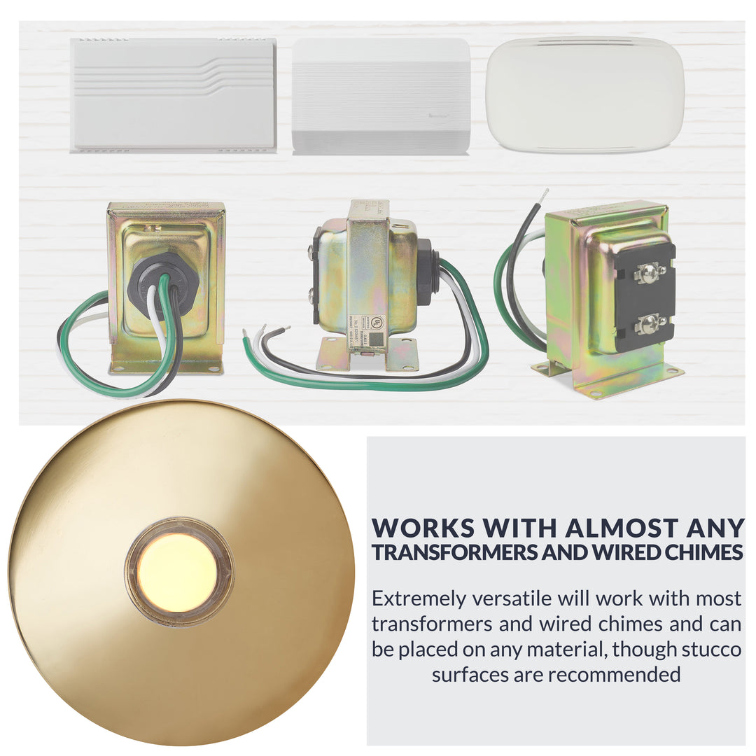 BR5WL Lighted Doorbell Button, 1-Pack, Brass Color