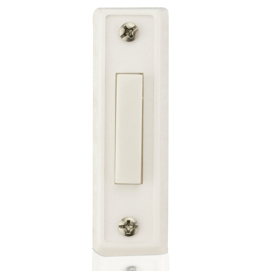 BT1W Unlighted Sturdy Plastic Door Chime Push Button, White | Classic Rectangular Lighted Door Bell Button | Replacement Wired Doorbell Button for Most Door Bell Chimes