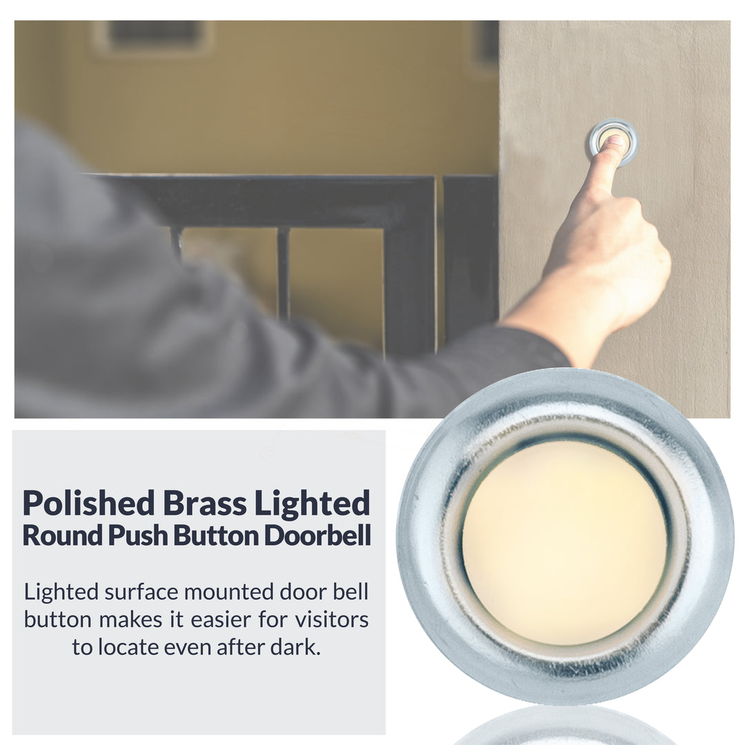 FMSL Lighted Doorbell Button, 1-Pack, Silver Color