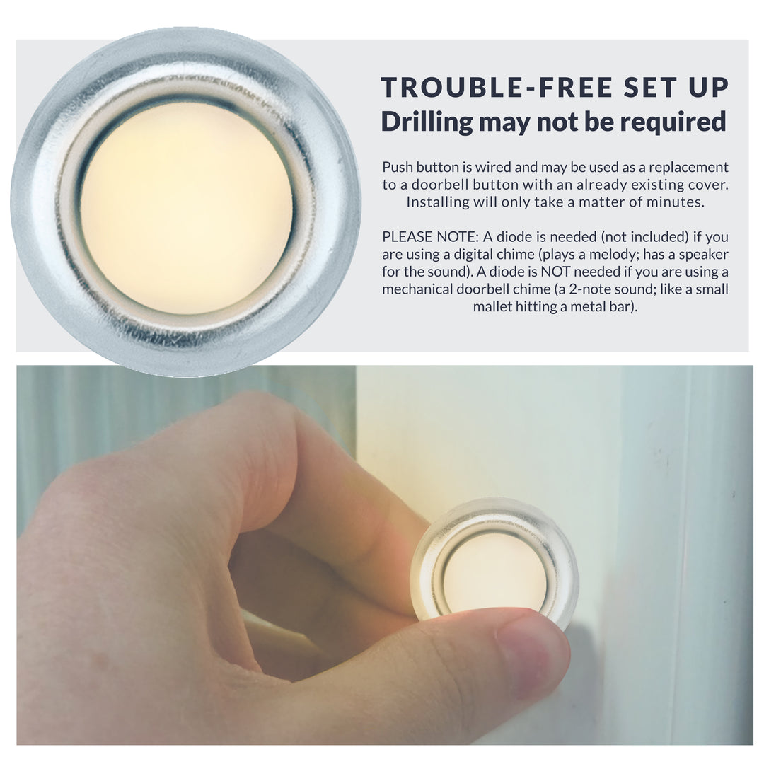 FMSL Lighted Doorbell Button, 1-Pack, Silver Color