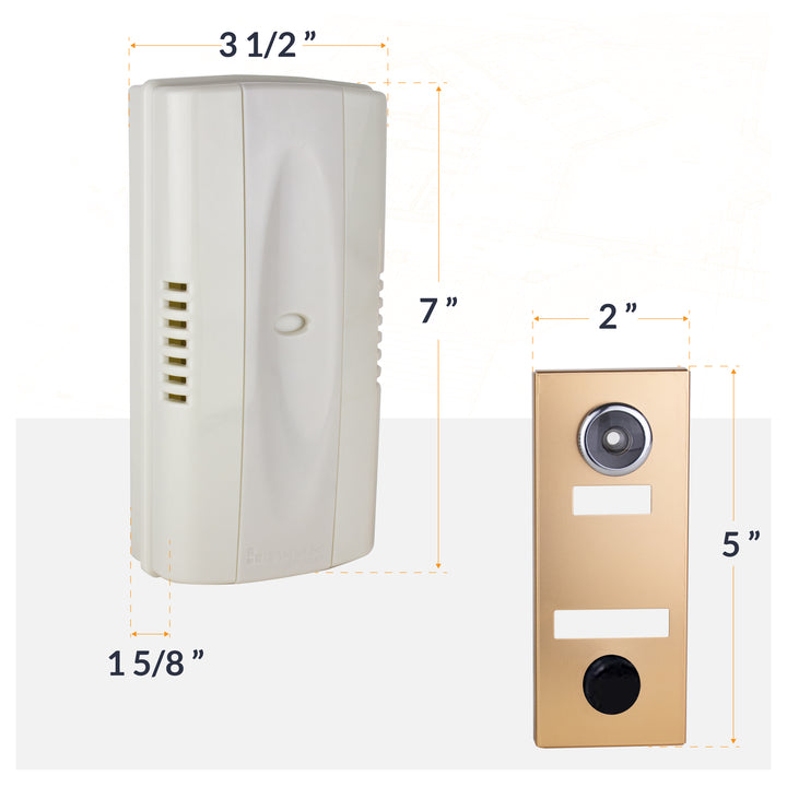 MC145B 2-Note Mechanical Door Bell Chime and Door Button with Viewer, Bronze