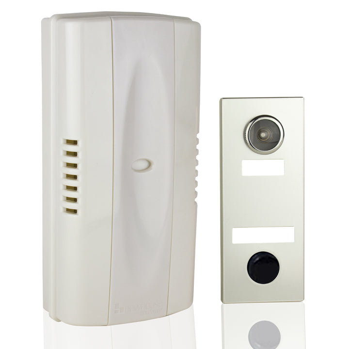 MC145S 2-Note Mechanical Door Bell Chime and Door Button with Viewer, Silver