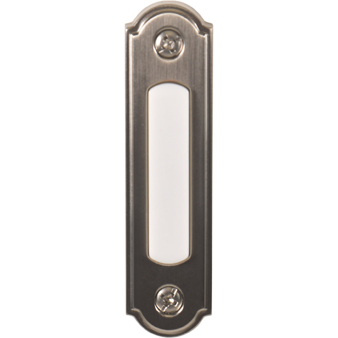 BT5SNL LED Lighted Metal Door Chime Push Button (Satin Nickel) | Surface Mount Lighted Door Bell Button | Replacement Wired Doorbell Button for Most Door Bell Chimes