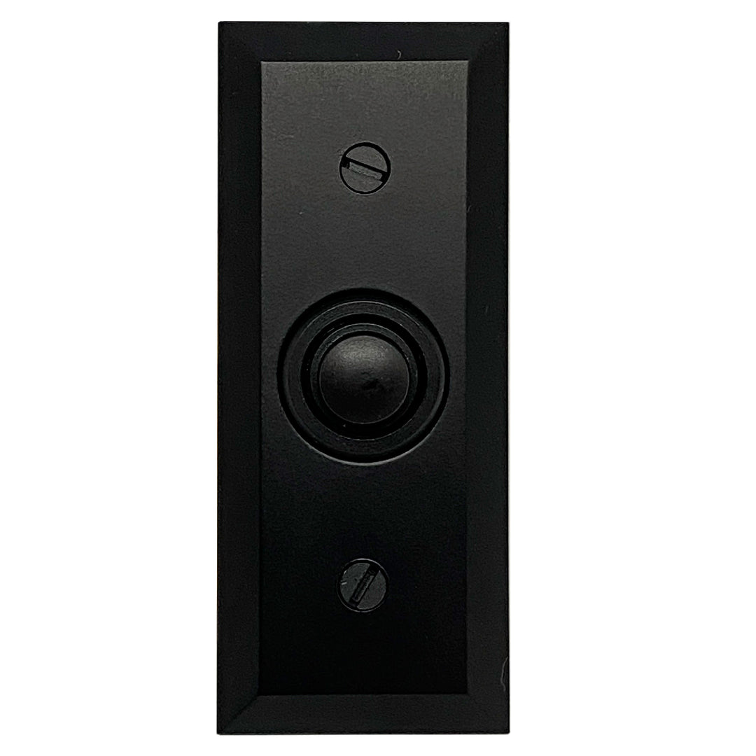 Rectangular Recessed Wired Metal Doorbell Button in Black BT6BV, Rectangular Push Button for Doorbell Chime, Buzzer or Ringer, Door Bell Button Only, Buzzer Button with Beveled Edges