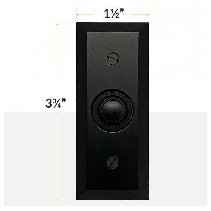 Rectangular Recessed Wired Metal Doorbell Button in Black BT6BV, Rectangular Push Button for Doorbell Chime, Buzzer or Ringer, Door Bell Button Only, Buzzer Button with Beveled Edges
