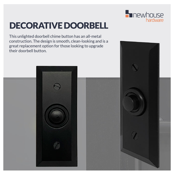 Rectangular Recessed Wired Metal Doorbell Button in Black BT6BV, Recta ...