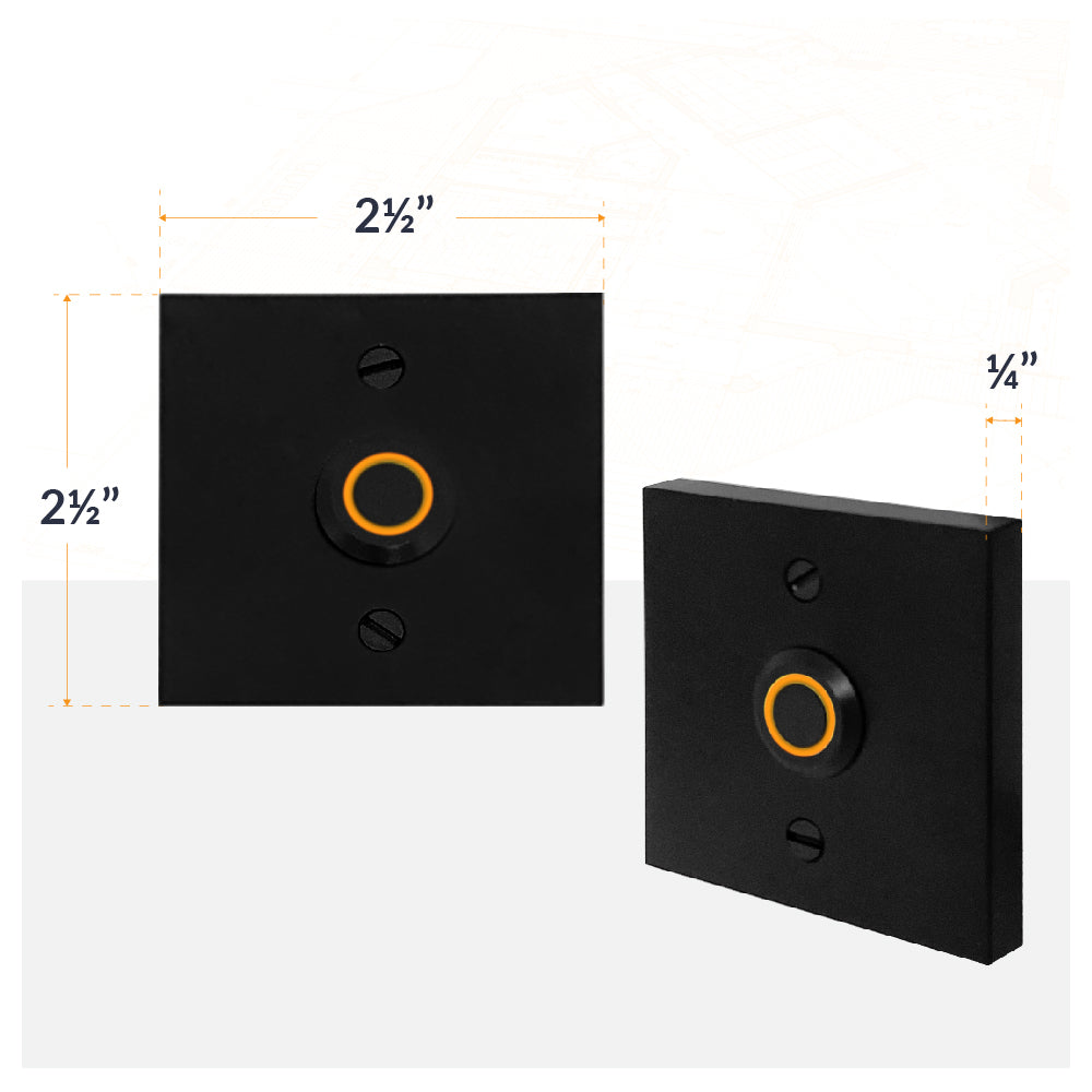 Square Lighted Wired Metal Doorbell Button in Black BT6SL, for Doorbell Chime, Buzzer, or Ringer, Door Bell Button Only, Buzzer Button with LED Button Light