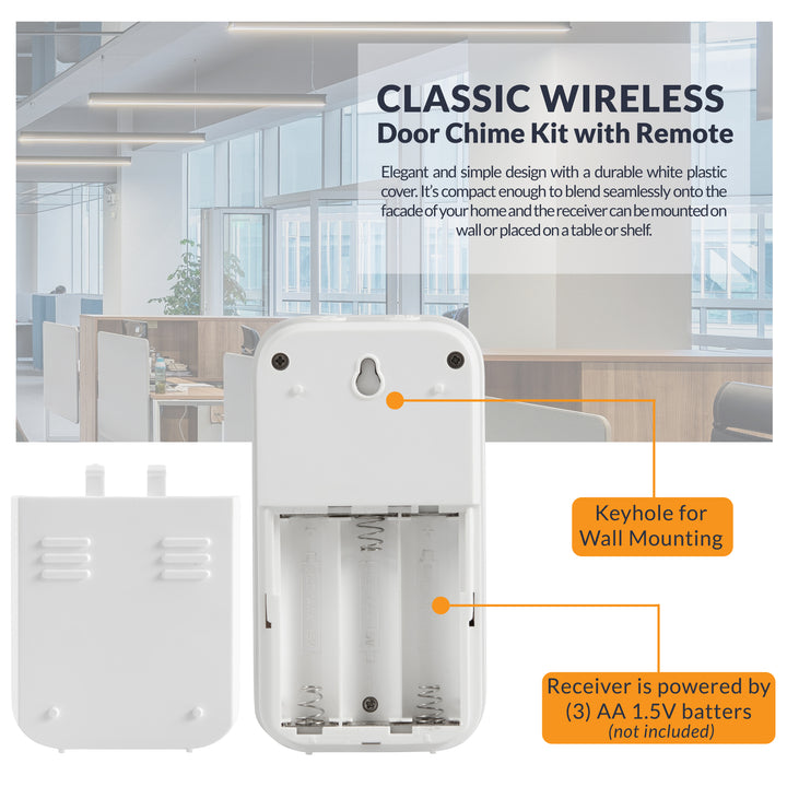 WCMB White Battery-Operated Wireless Door Chime Kit