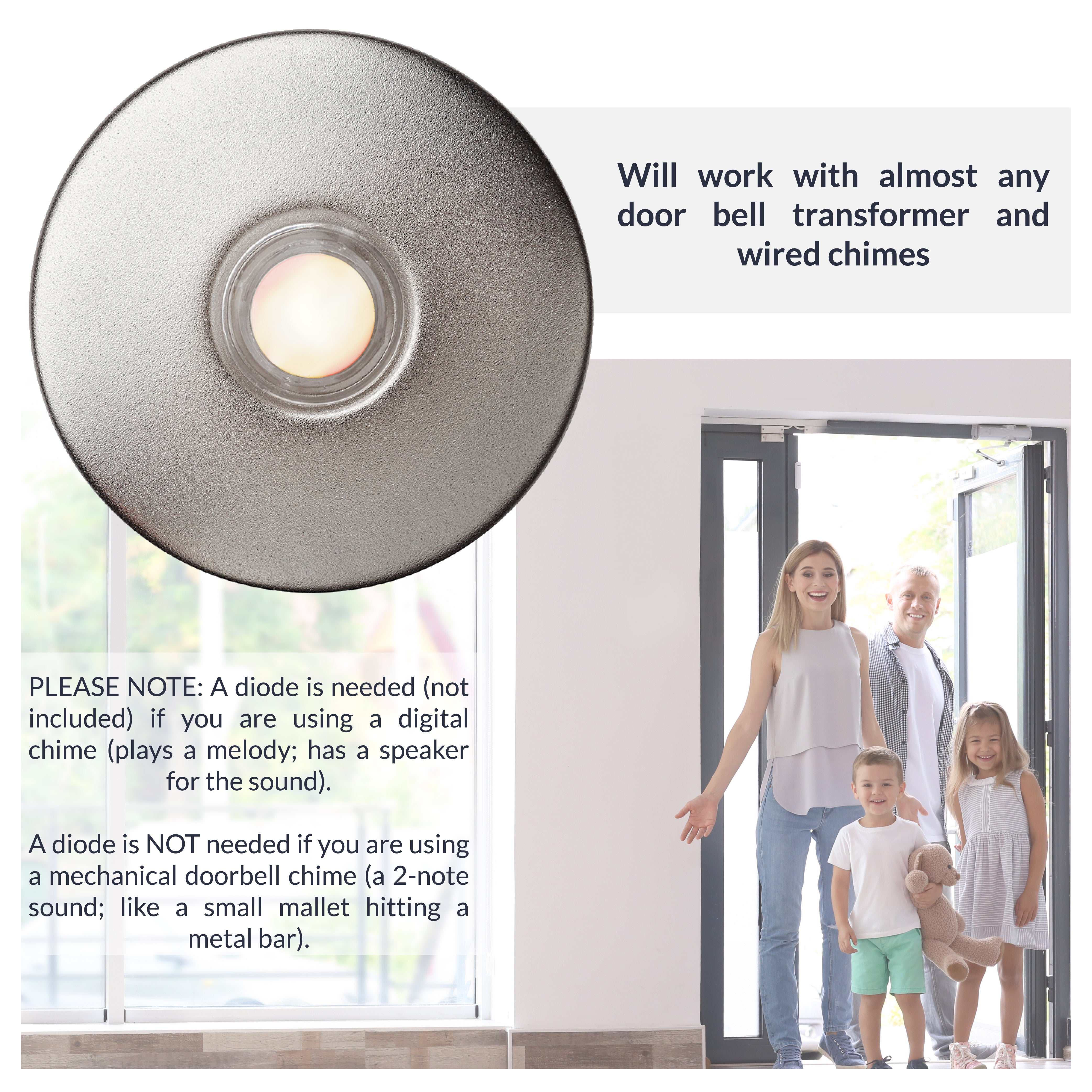 SN5WL Lighted Doorbell Button, 1-Pack, Satin Nickel – Newhouse